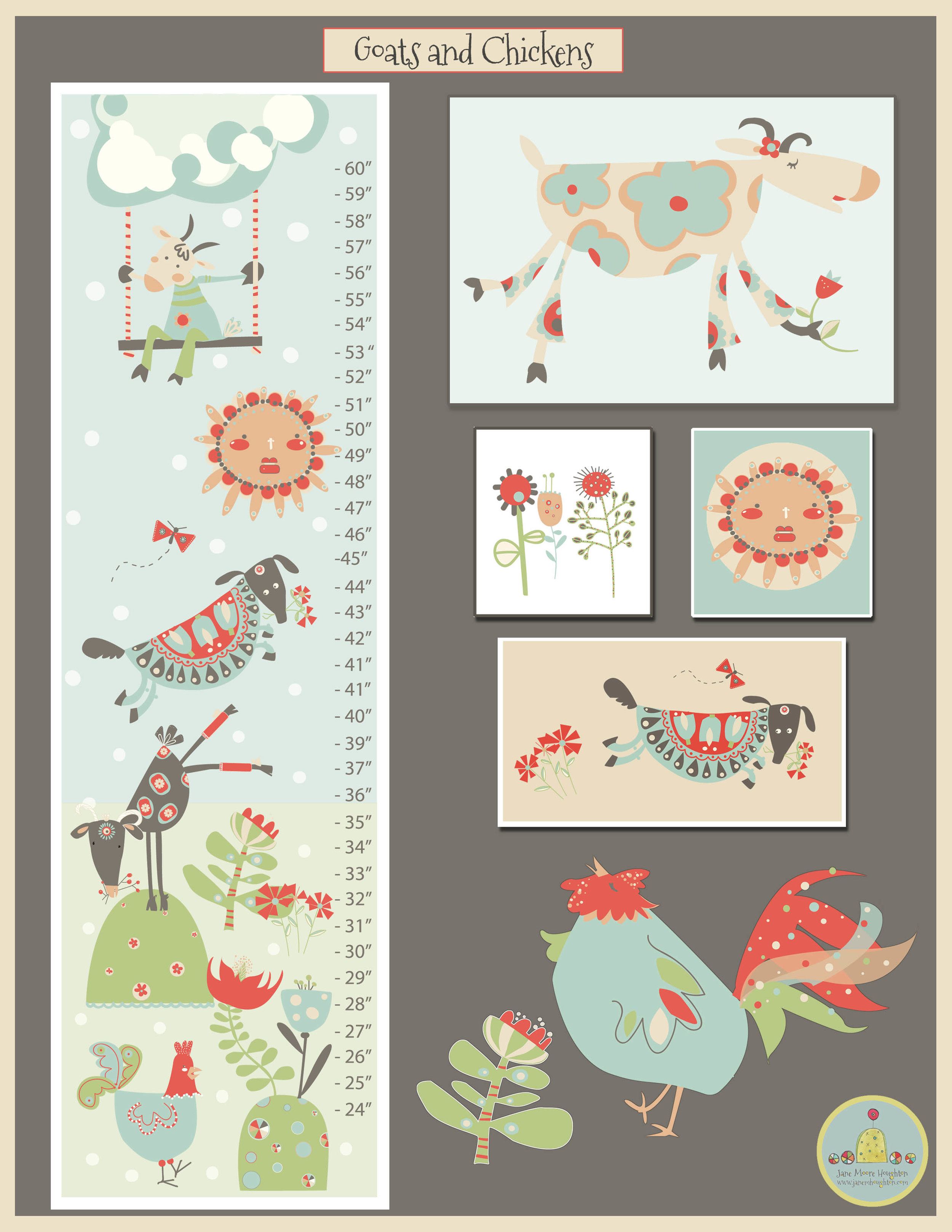 Theme: Barnyard characters on a growth chart